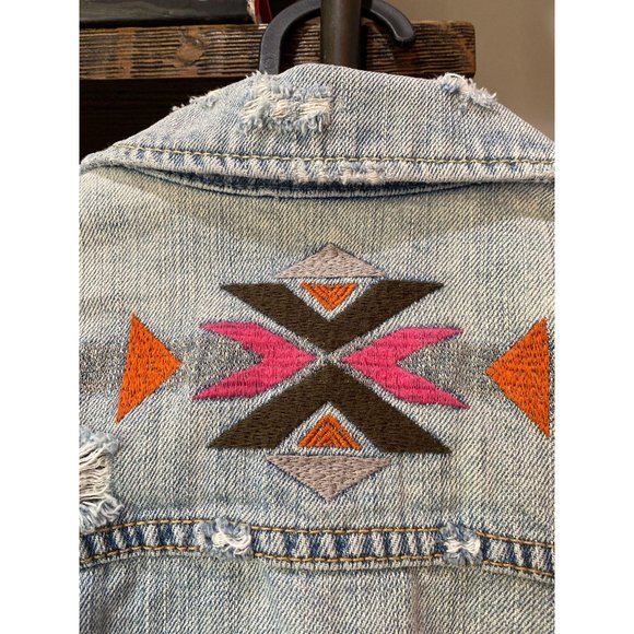 (Sold) American Eagle Distressed Embroidered Denim - Picture 2 of 8